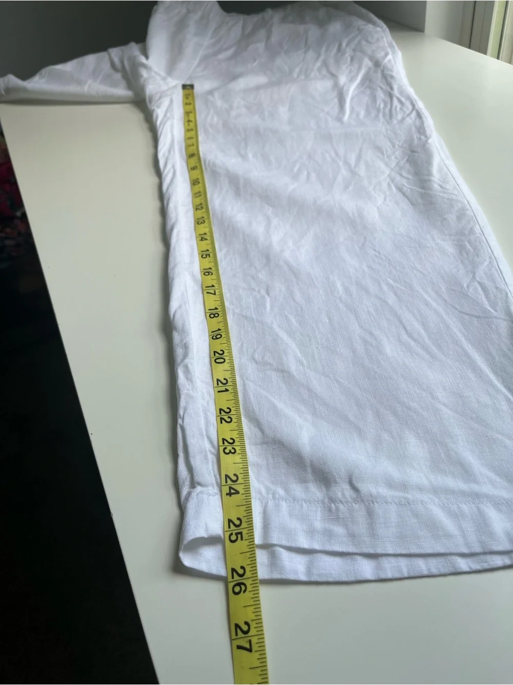 Quince 100% Linen Wide Leg Ankle Pull On Pants White Large